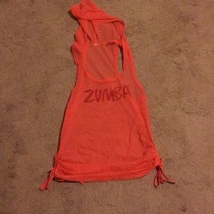 Mesh Zumba top with side ties and hood